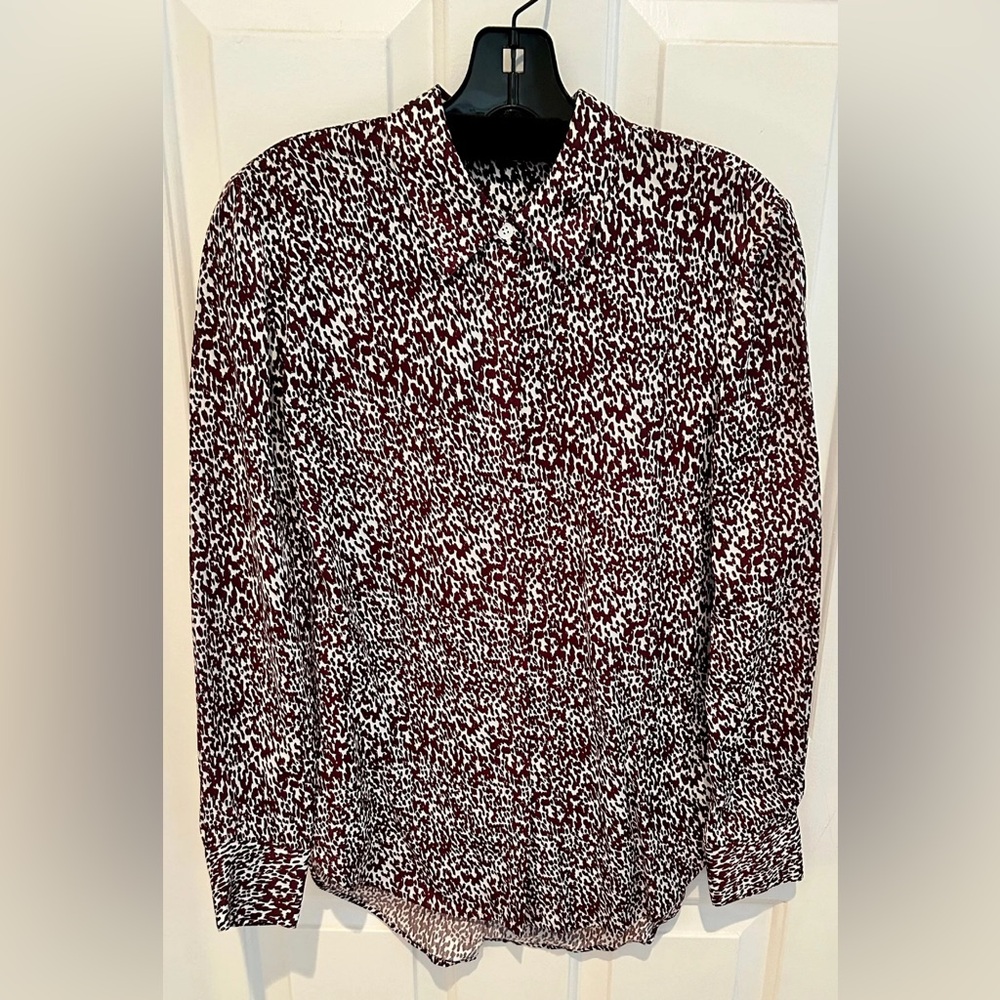 100% Silk Single Button Key Hole Collar Abstract … - image 1